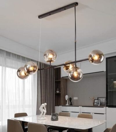 TAKLAMPA.SE Suspension Luminaire Svart Femarmad taklampa glas metall retro