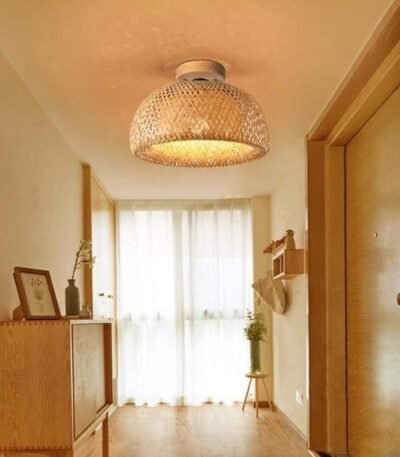 TAKLAMPA.SE Luminaire Plafonnier Industriell taklampa bambu globformad