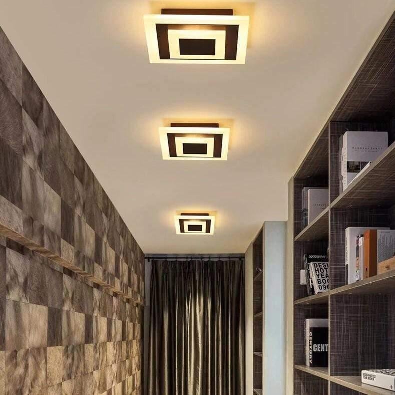TAKLAMPA.SE Luminaire Plafonnier Brun Kvadratisk taklampa led