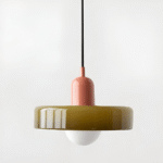 Lumo – Färgglad glas taklampa Armégrön / Rosa / Bild 25x18cm TAKLAMPA.SE