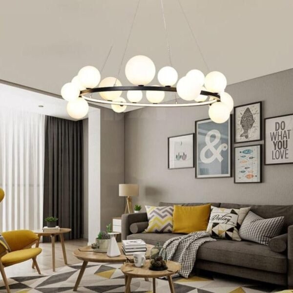 TAKLAMPA.SE Suspension Luminaire Vit Boll Svart Stor taklampa glas