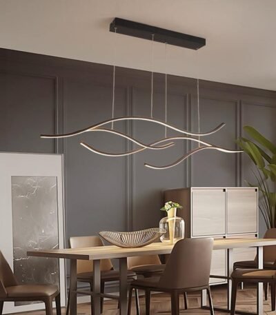 TAKLAMPA.SE Suspension Luminaire Svart med 4 Vågor Stor taklampa över matbordet