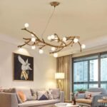 TAKLAMPA.SE Suspension Luminaire Liten Frostad Taklampa i trä med glaskupa och ljusarmar vit