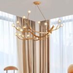 TAKLAMPA.SE Suspension Luminaire Stor Transparent Taklampa i trä med glaskupa och ljusarmar vit