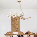 TAKLAMPA.SE Suspension Luminaire Taklampa i trä med glaskupa och ljusarmar vit