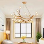 TAKLAMPA.SE Suspension Luminaire Taklampa i trä med glaskupa och ljusarmar vit